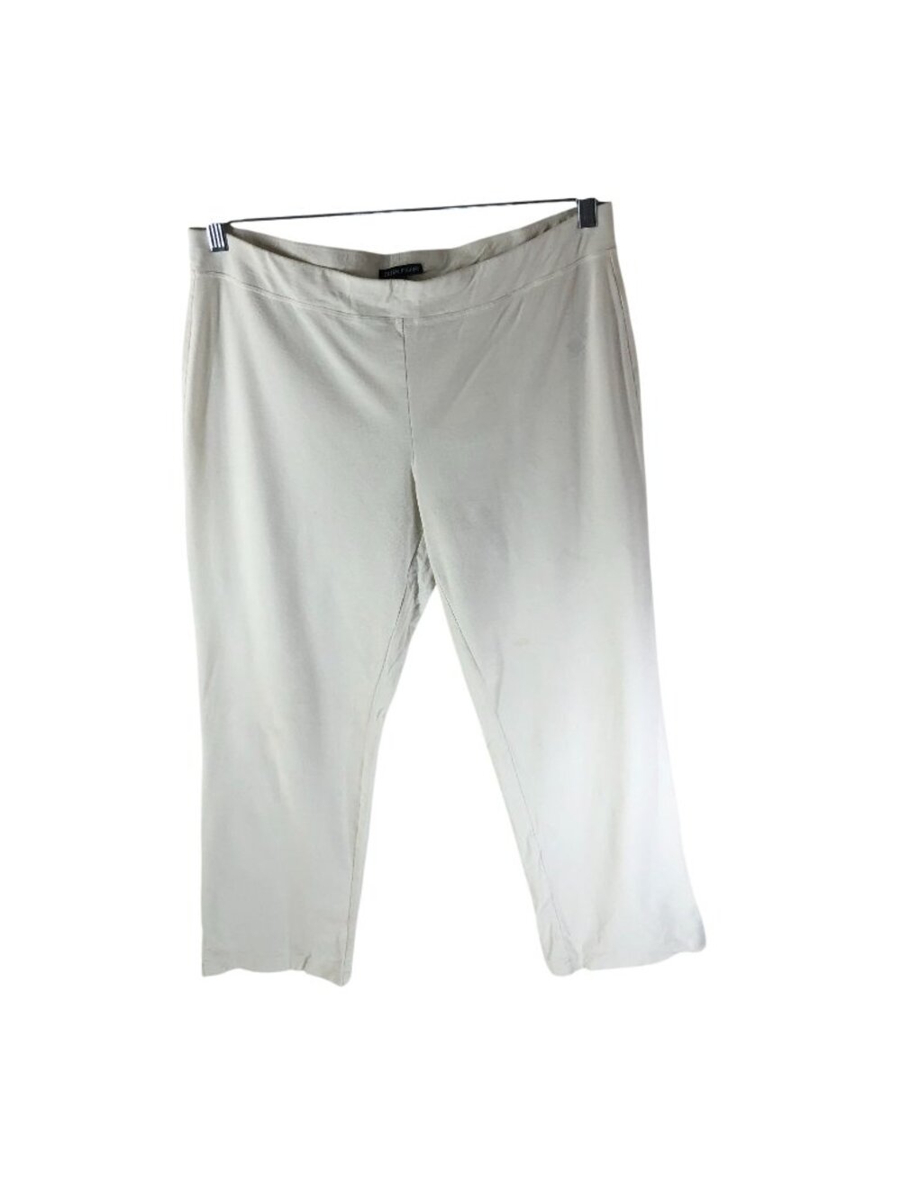 Eileen Fisher Straight Leg White Pull-On Ankle Crop Pants Large Viscose Blend
